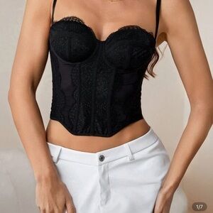 SHEIN Black Lace Corset Top
